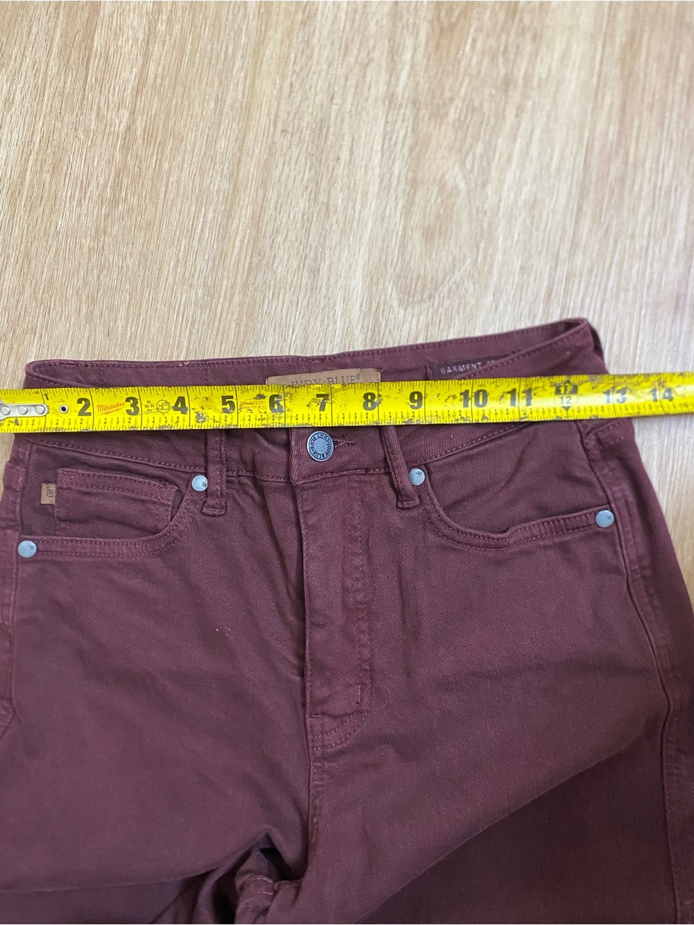 Judy Blue Wide Leg Jeans in Deep Burgundy - Picture 5 of 6